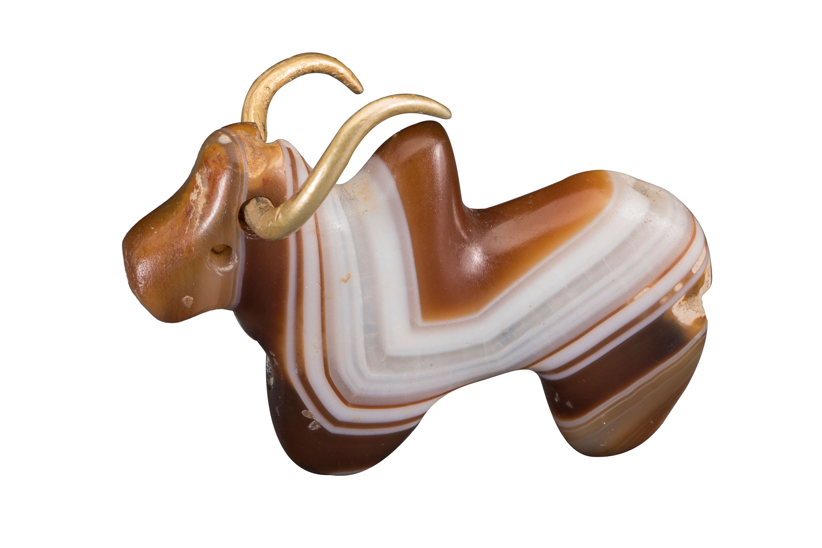 Humped Bull of banded agate with gold horns, circa 1800 BC, Bhiwani Khera, Haryana ©Directorate of Archaeology and Museums, Government of Haryana